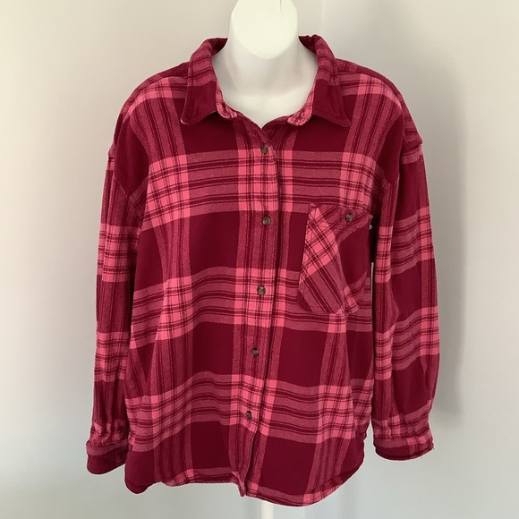Timberland Tops - Timberland Red and Pink Plaid Buttondown Flannel Shirt Sz. XL